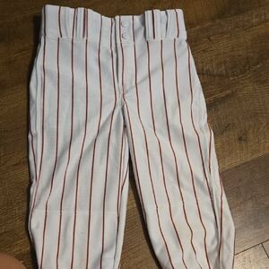 Kids White and Red Striped Baseball Bottoms